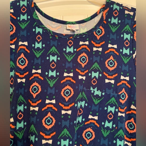 LuLaRoe Plus Size High Low Dress Maternity Blue Orange Green Size: XXXL / 3XL - Picture 3 of 4